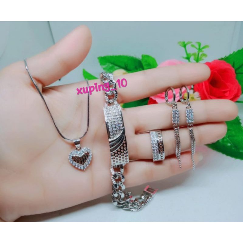 SET SILVER ELEGAN ANTI KARAT PERHIASAN XUPING