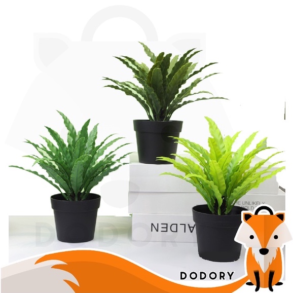 DODORY PT63 Pot Tanaman Hias Daun Pakis Plastik Ornamen Pot Bongsai Artificial Flower Decoration