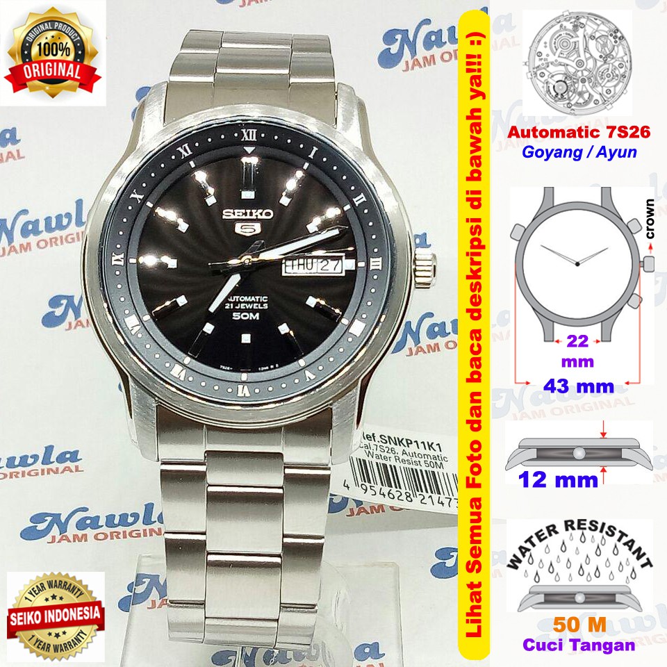 Seiko 5 SNKP11K1 Automatic Black Dial - Jam Tangan Pria SNKP11