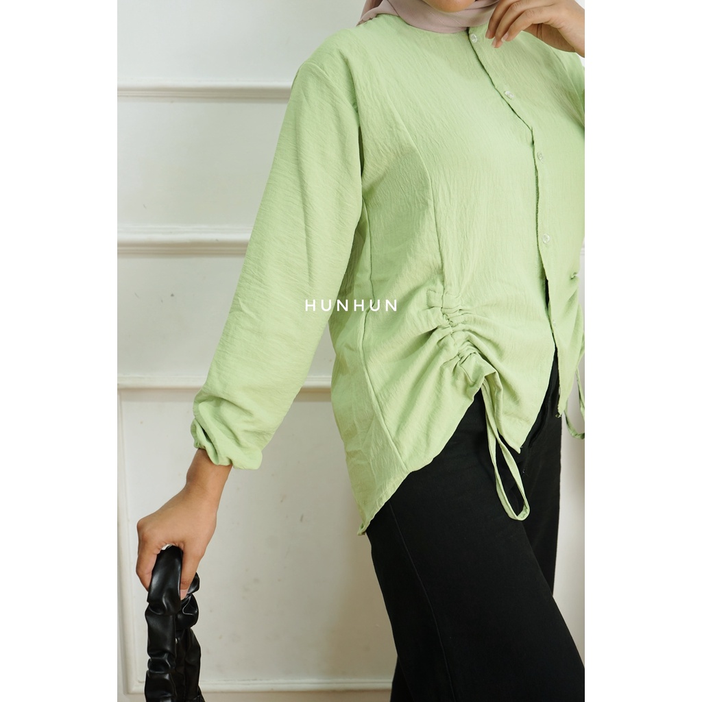 Merry Top Blouse Crincle Atasan Wanita Tali Serut / Blouse Kemeja Wanita Crincle / Tera Blouse Sserut/ Rossi Blouse