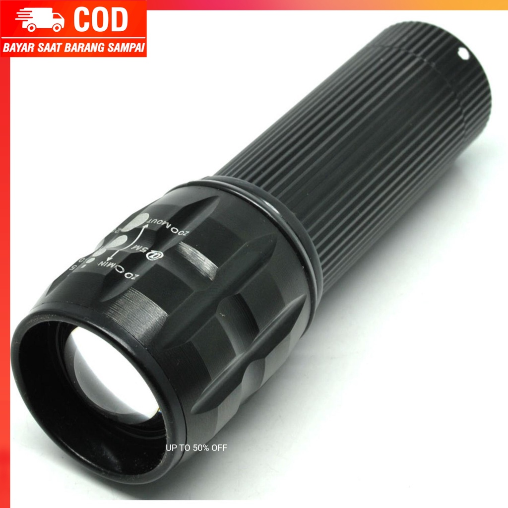 (100% BARANG ORI) TaffLED Senter LED Flashlight Cree Q5 2000 Lumens - LF000U01