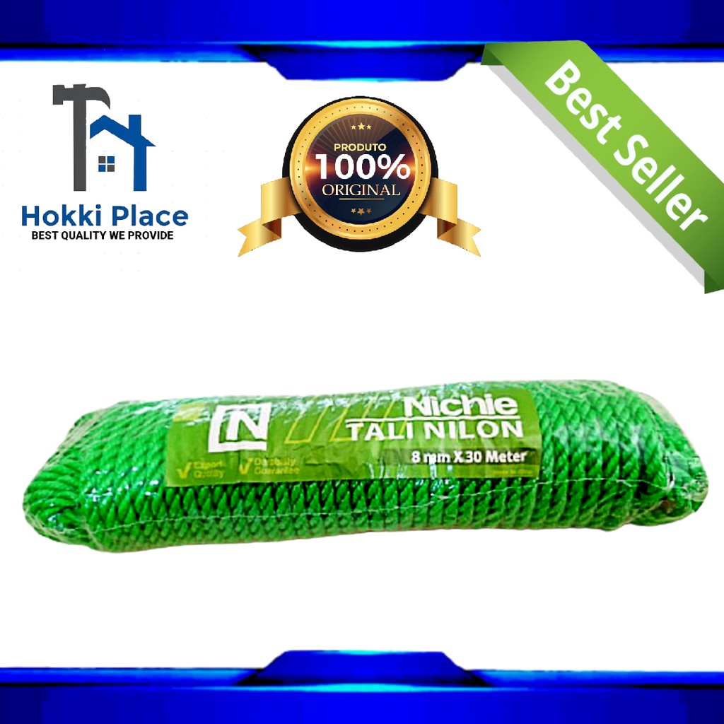 TALI TAMBANG NILON NICHIE SIZE 8MM x 30 METER HIJAU TALI NILON.