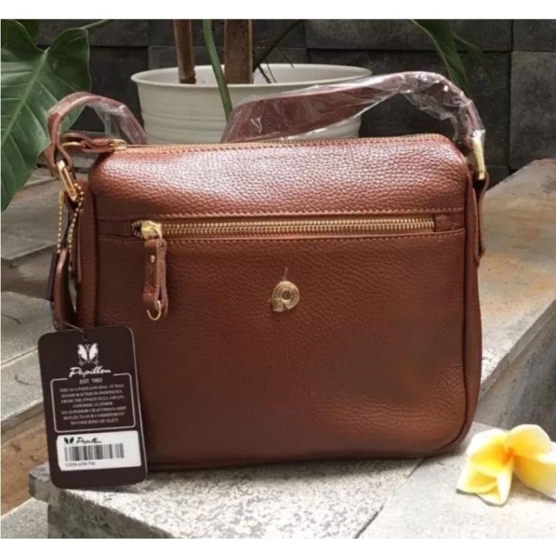 Tas Wanita Kulit Asli Merk Papillon Original Warna Asem K2899
