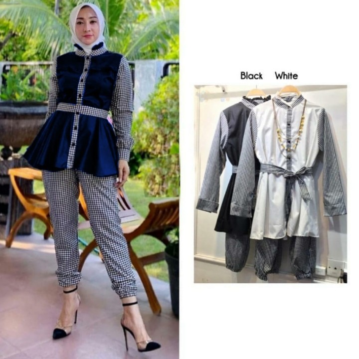 FWG - STELAN ARNA KOTAK / SETELAN GAMIS WANITA / OOTD WANITA / PAKAIAN WANITA