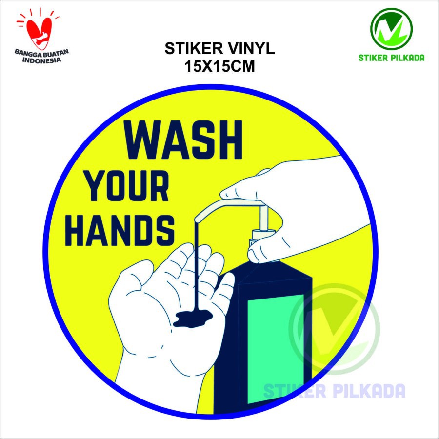 

STIKER WASH YOUR HANDS 15X15CM