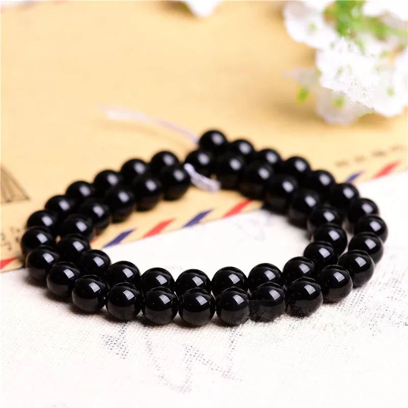 Bahan Gelang Batu Alam Black Onyx Hitam Bahan Kerajinan DIY