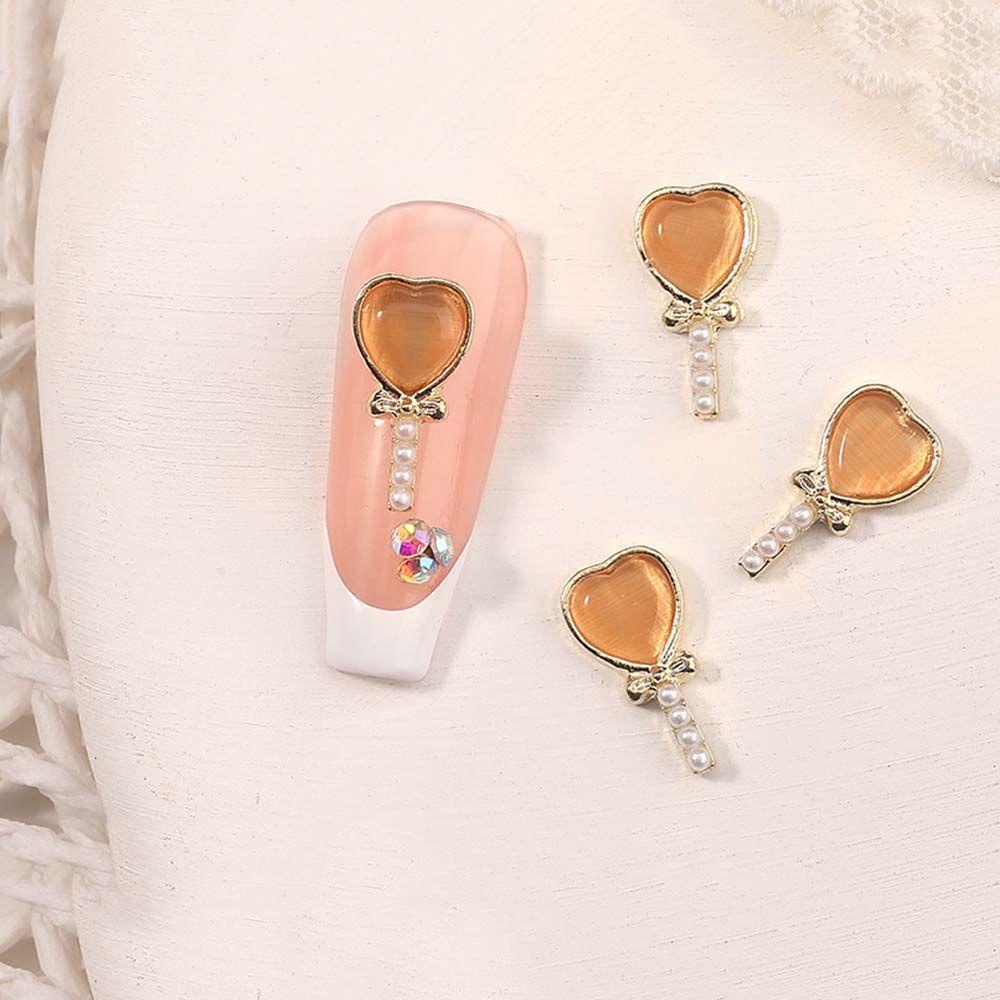 AUGUSTINA Agustinina Perhiasan Kuku Kristal Wanita Resin Manciure|Color 3D Nail Charm Glitter Hiasan Kuku Aksesoris Kuku Hati
