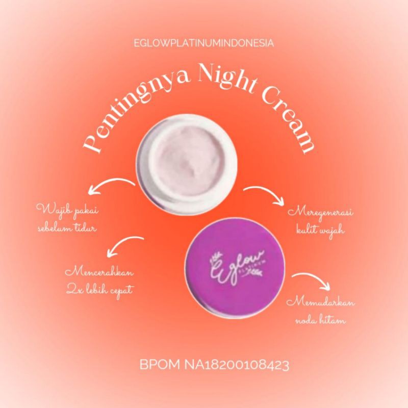 Whitening Night Cream Eglow Platinum BPOM