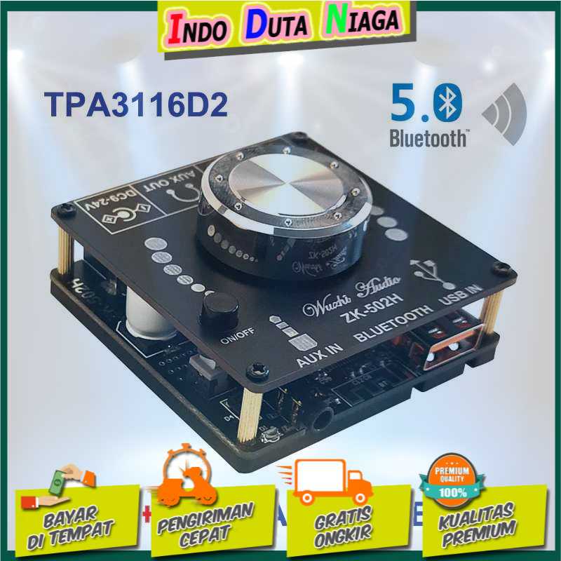 IDN TECH - Wuzhi Audio Bluetooth 5.0 Amplifier 2.0 2x50W TPA3116D2 - 502H