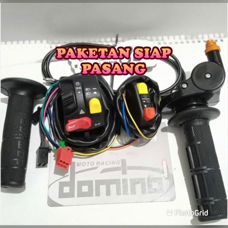 PAKET GAS SPONTAN DOMINO 1 KABEL UNIVERSAL+SAKLAR DOMINO SET KIRI KANAN SEPASANG UNIVERSAL