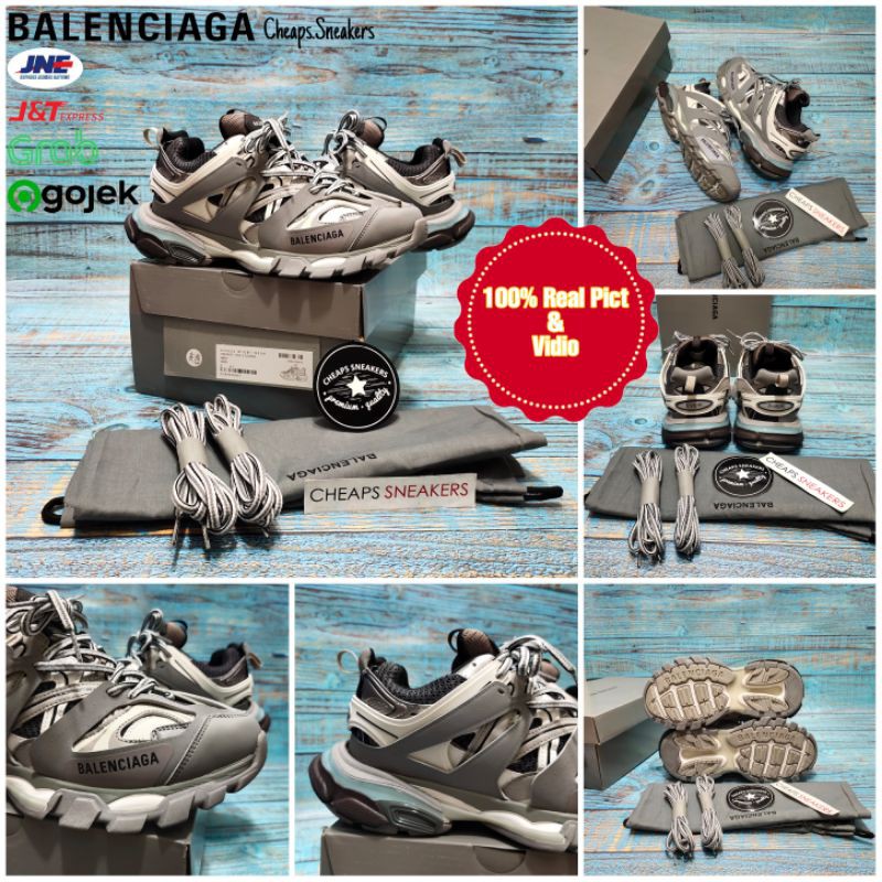 SEPATU BALENCIAGA TRACK TRAINERS GREY 100% REAL PICT & VIDIO