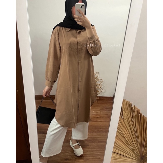 KEMEJA PANJANG CRINKLE AIRFLOW BLOOM SHAKILA LONG TUNIK BUSUI