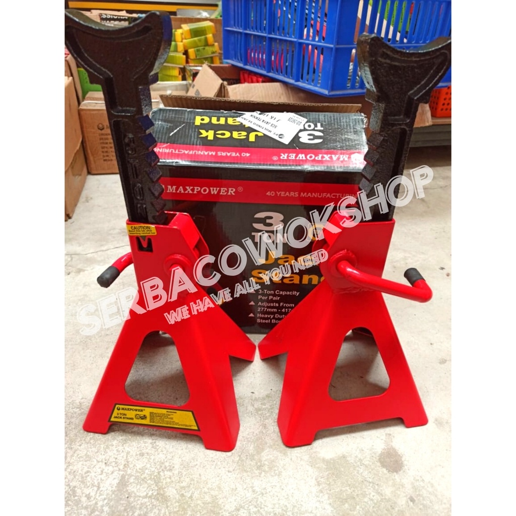 Maxpower Jack Stand 3 Ton Harga Sepasang Jackstand Tahanan Dongkrak Bawah Termurah Berkualitas