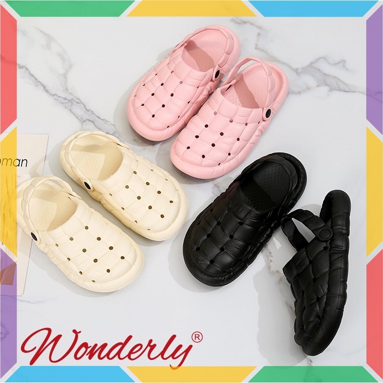 002WL1 Sandal Bakpau Bakpao Crocs Wanita Wonderly Sendal Selop Baim Ketupat Ringan Empuk Miniso