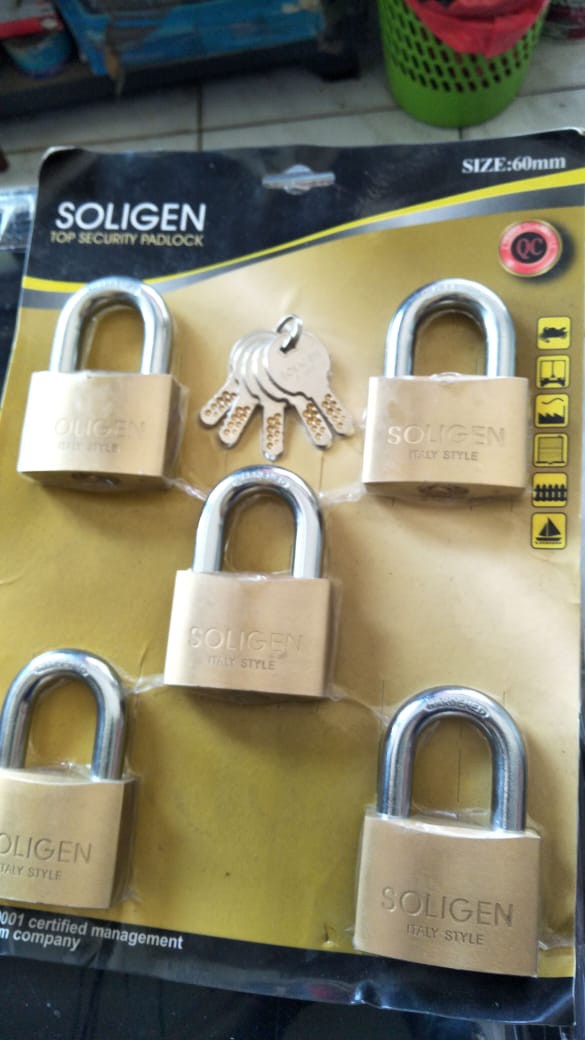 Gembok Kuningan Asli 60 Mili / Gembok Master Key Paket Isi 5 Pcs