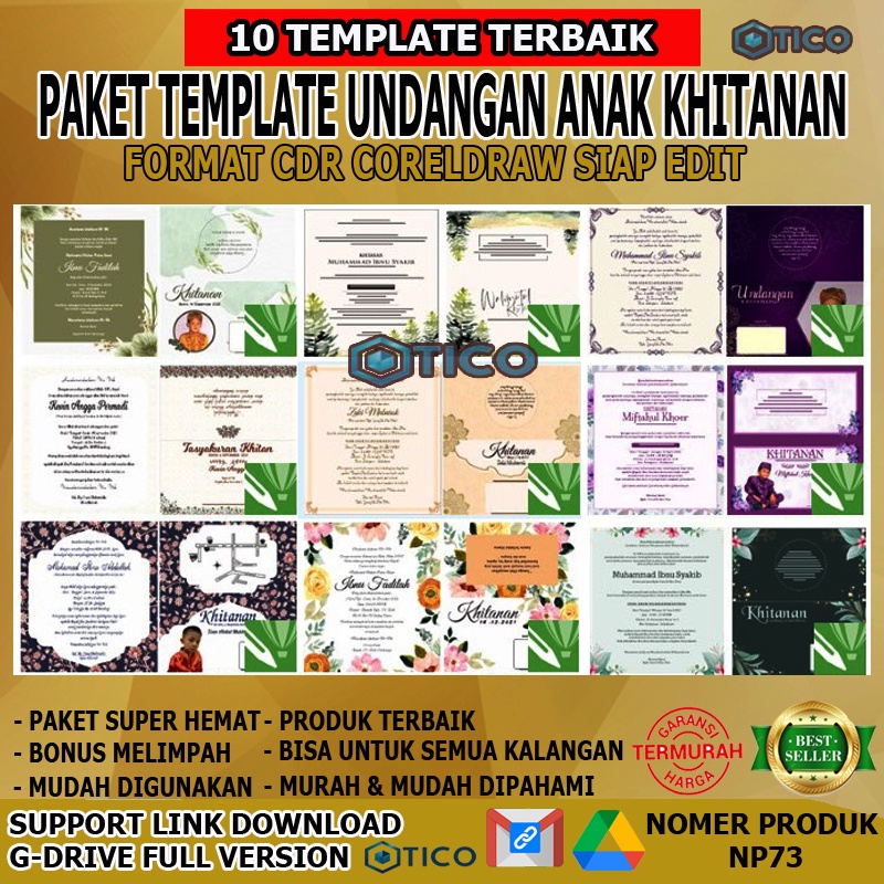 Paket Template Undangan Anak Khusus Khitanan Sunatan CDR Siap Edit Usaha Percetakan Termurah Terlaris