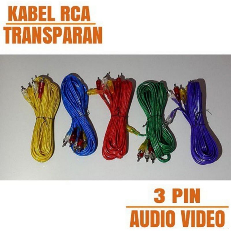 Kabel RCA 3-3 transparant 1.5m Kabel audio 3 ke 3