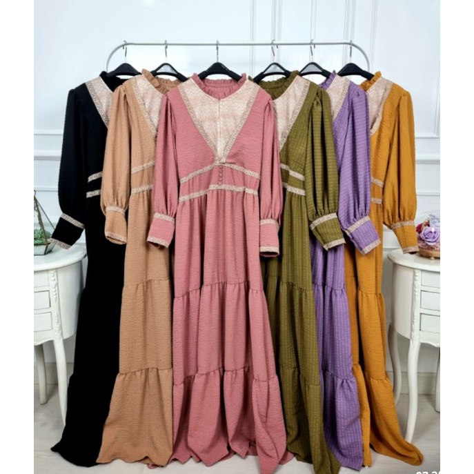 Gamis lesti crinkle polos original by meijiewang