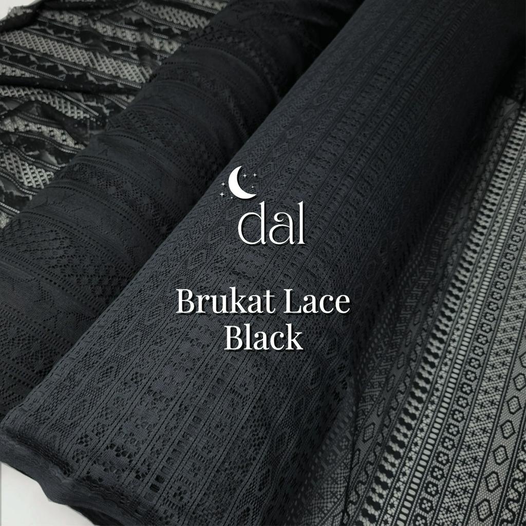 0,5m bahan kain brukat lace kebaya malika black hitam salur raya star rimba crown mahkota