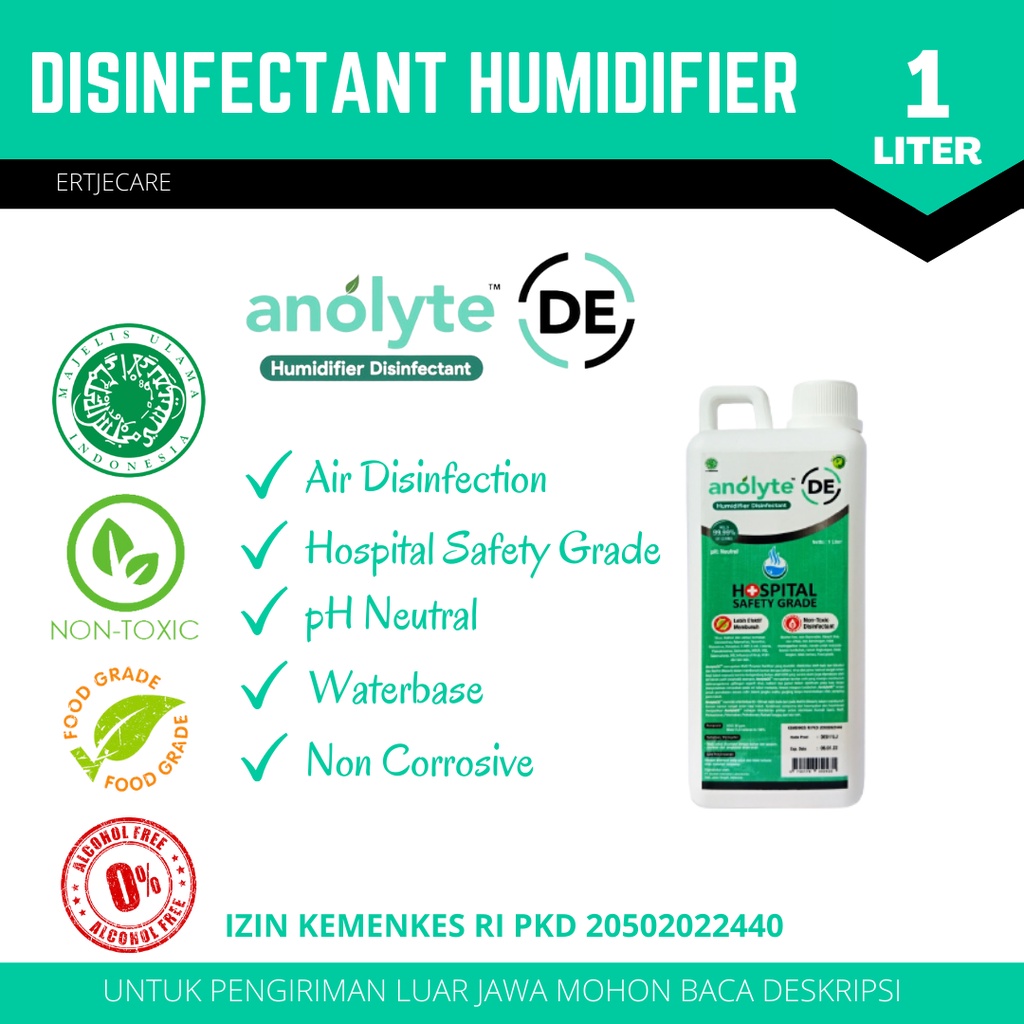 Anolyte DE Humidifier Disinfectant 1 Liter. Hospital Safety Grade