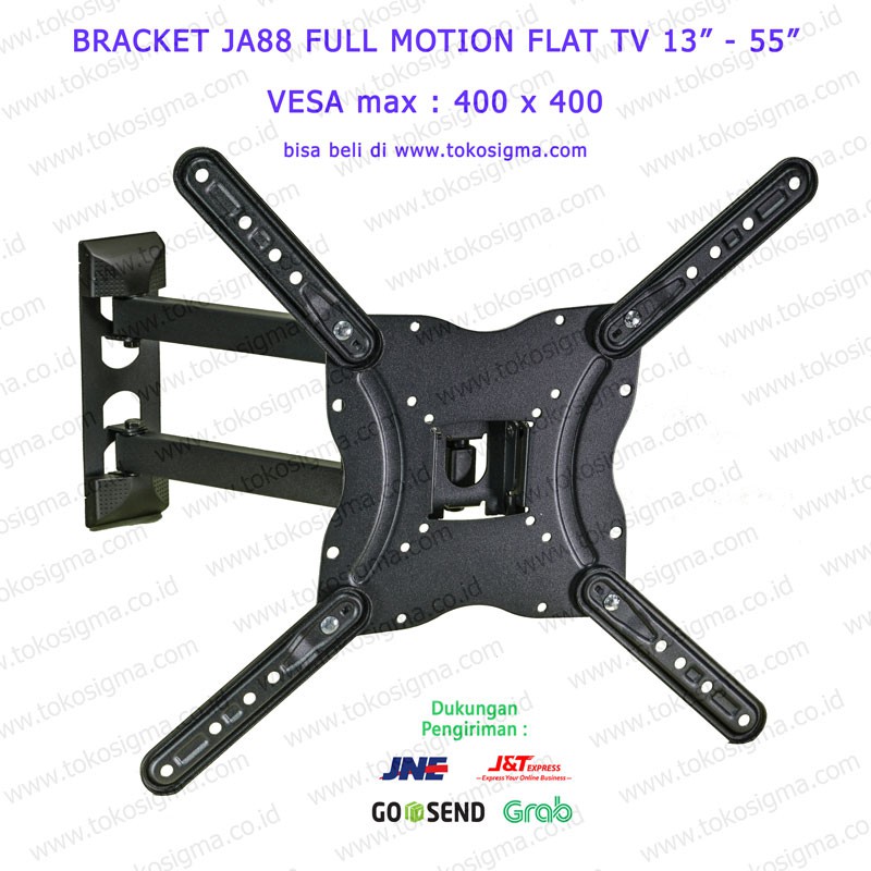 WALL BRACKET FULL MOTION JUMBO for FLAT TV 13 - 55 IN DUAL ARM X-400