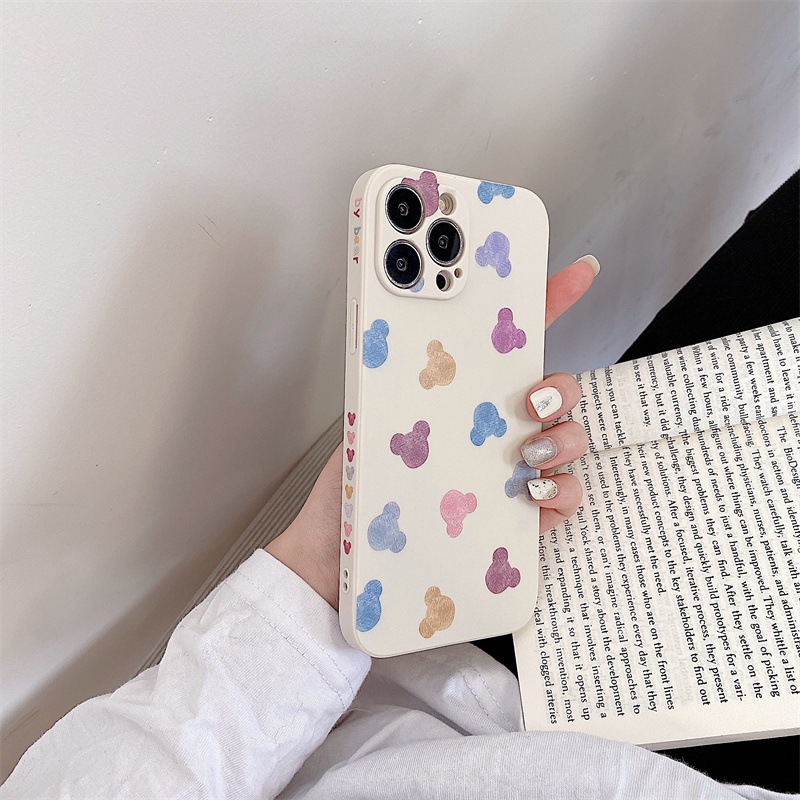 Full screen watercolor Mickey casing iphone 13 12 11 pro X Xs max 7 8 plus SE2020 Disney  soft silicone case iphone case iphone couple