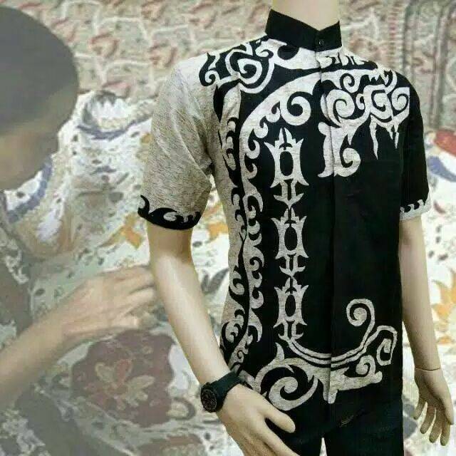 HAVI Batik HRB026 Koko Pekalongan Padi M L Xl Sogan Tulis Halus Kemeja Batik