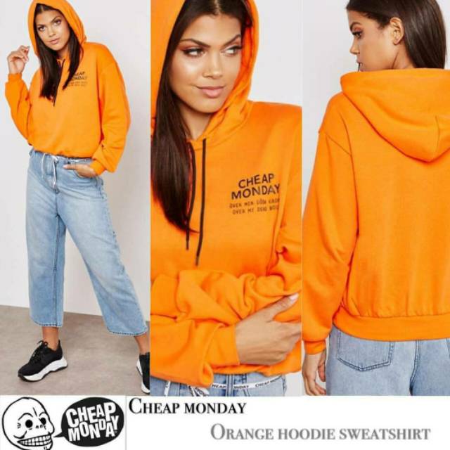 Cheap monday orange hoodie sweatshirt