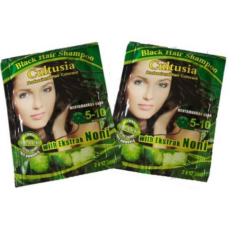 ⭐BAGUS⭐ CULTUSIA Color Shampoo Noni 12,5ml | Cat Rambut Warna Shampo Noni Black Magic Penghilang Uban Hair Shampoo Colourant