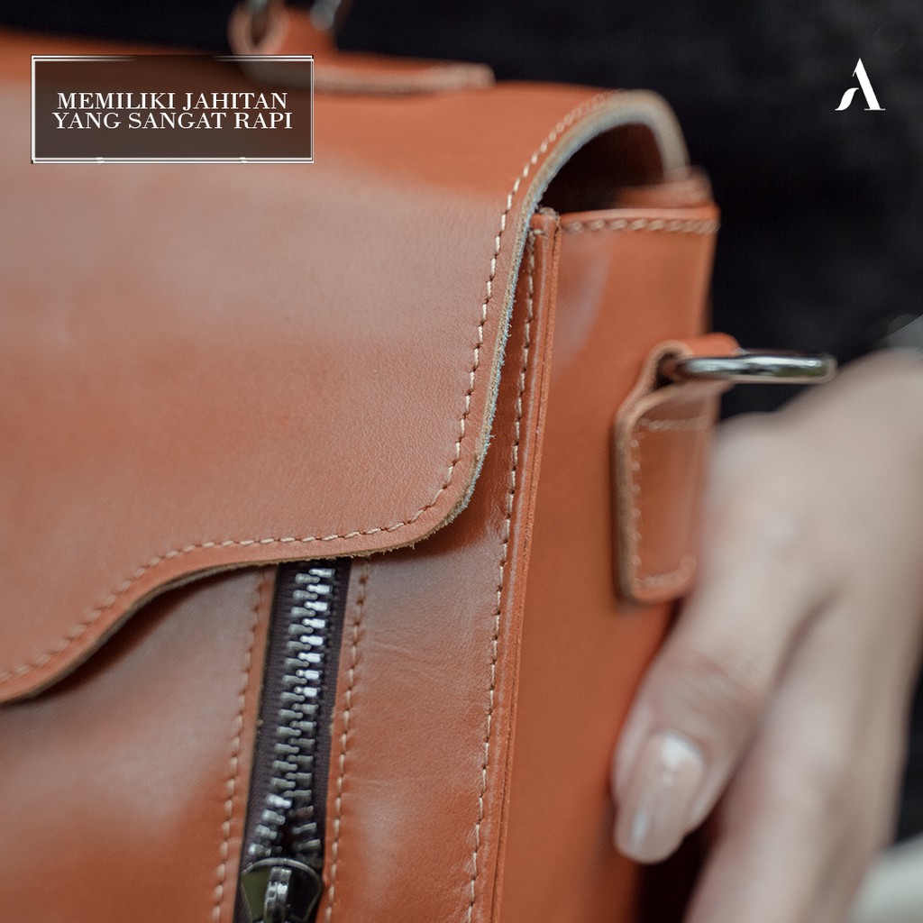 Tas Wanita Branded Model Selempang Slempang Jinjing Bahan 100% Kulit Sapi Asli Original Alona Aurora Leather Sling Bag