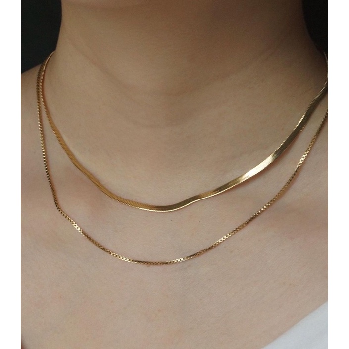 Ark.co - BRISTOL necklace Titanium | kalung layer anti karat stainless steel rantai herringbone tump