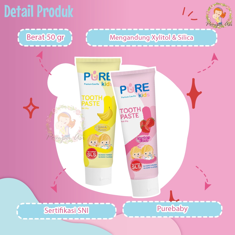 Pure Kids Toothpaste Pasta Gigi Perlengkapan Peralatan Kebersihan Mulut Anak By Mallpompaasi