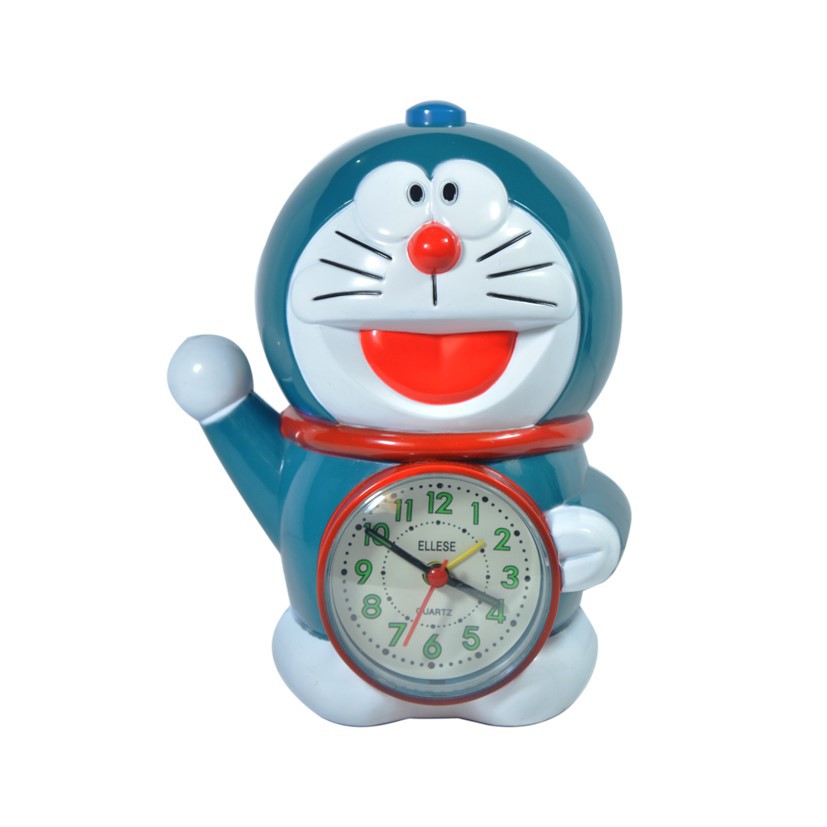 Jam Meja Weker Anak Alarm Melody Clock Doraemon Free Baterai DT31