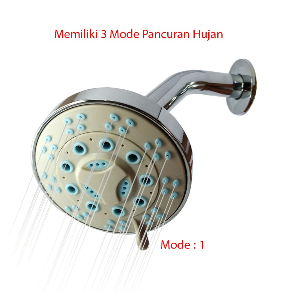 Wall Shower 4inch Shower Tanam 3 Mode Fungsi Pancuran Hujan Drat 1/2in