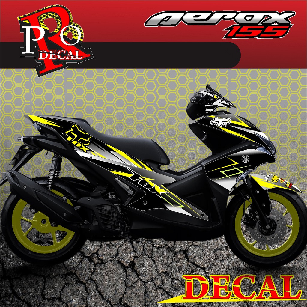 SOLUSI MODIFIKASI BODY MOTOR decal aerox kuning kombinasi.decal aerox terlaris.decal aerox 41