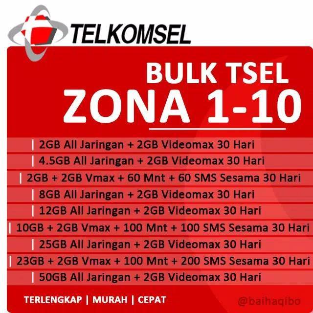 Injek Kuota Telkomsel Sesuai Zona Murah Zona 6 8 Shopee Indonesia