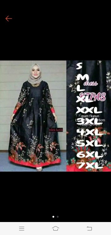 Gamis Batik Kipas Jumbo S M L Xl Xxl 3xl 4xl 5xl 6xl 7xl