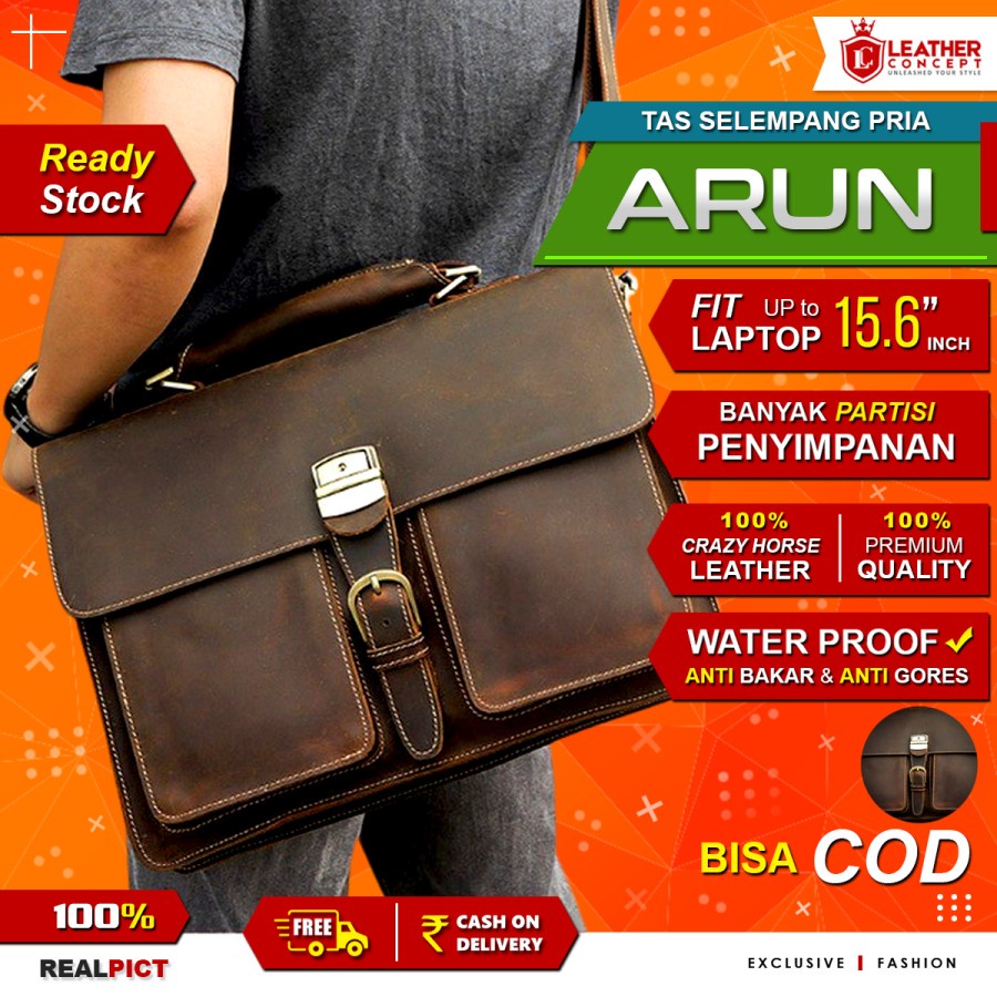 Tas Selempang Kulit Asli Pria Crazy Horse Leather - Arun by Napoleon