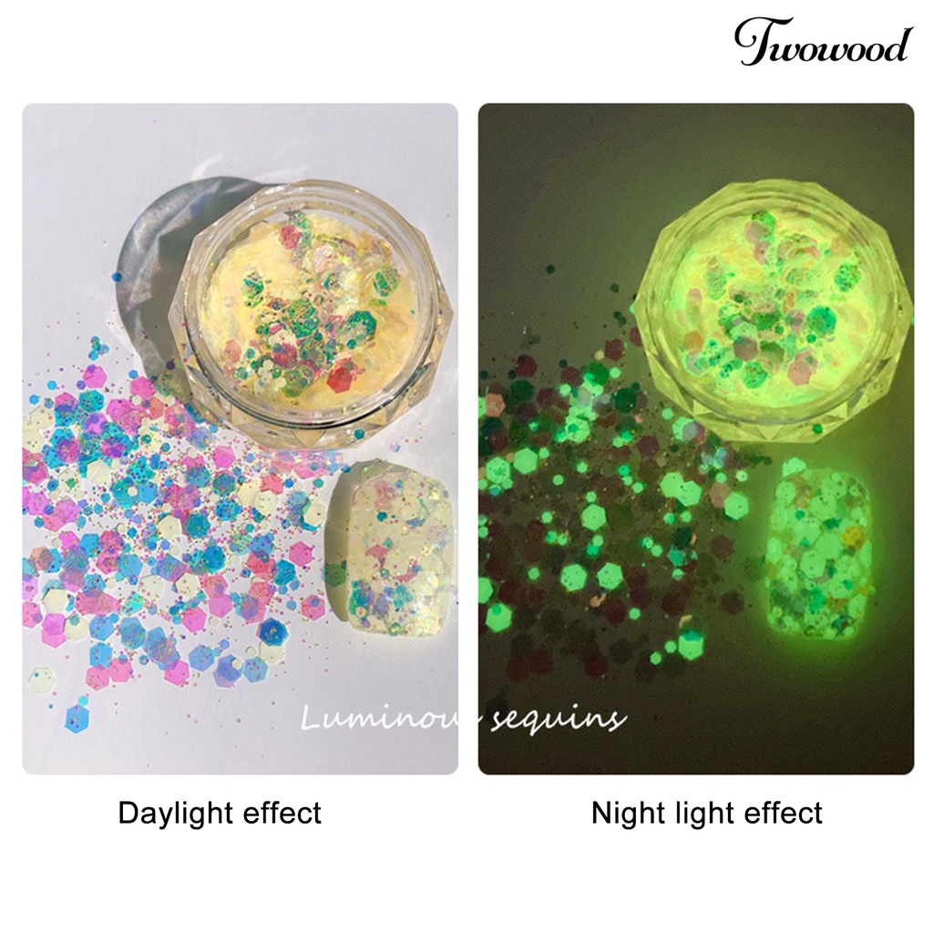 1 Kotak Sequin Glitter Flake Luminous Fluorescent Untuk Dekorasi Nail Art