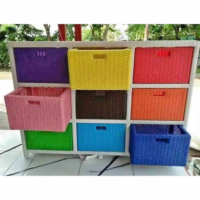 Lemari Rotan Sintetis rak laci rotan sintetis laci 9