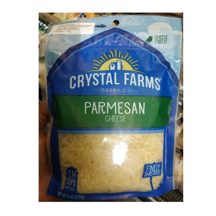 

Crystal Farms Shredded Gusset Parmesan Cheese keju parut 170gr