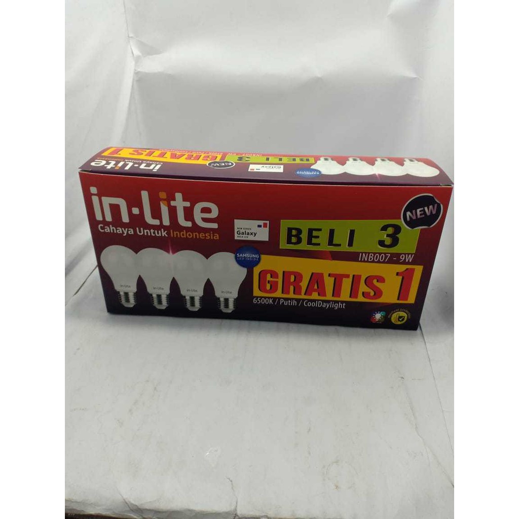 Inlite LED 9W Paket 3 gratis 1 - Putih