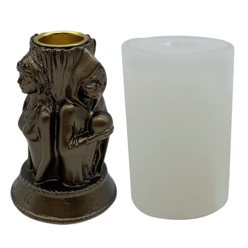 SIY  DIY Witch Goddess Candle Holder Epoxy Resin Mold Concrete Plaster Silicone Mould