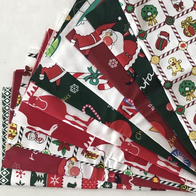 Kain katun perca motif natal 10 lembar 25cm x 25cm