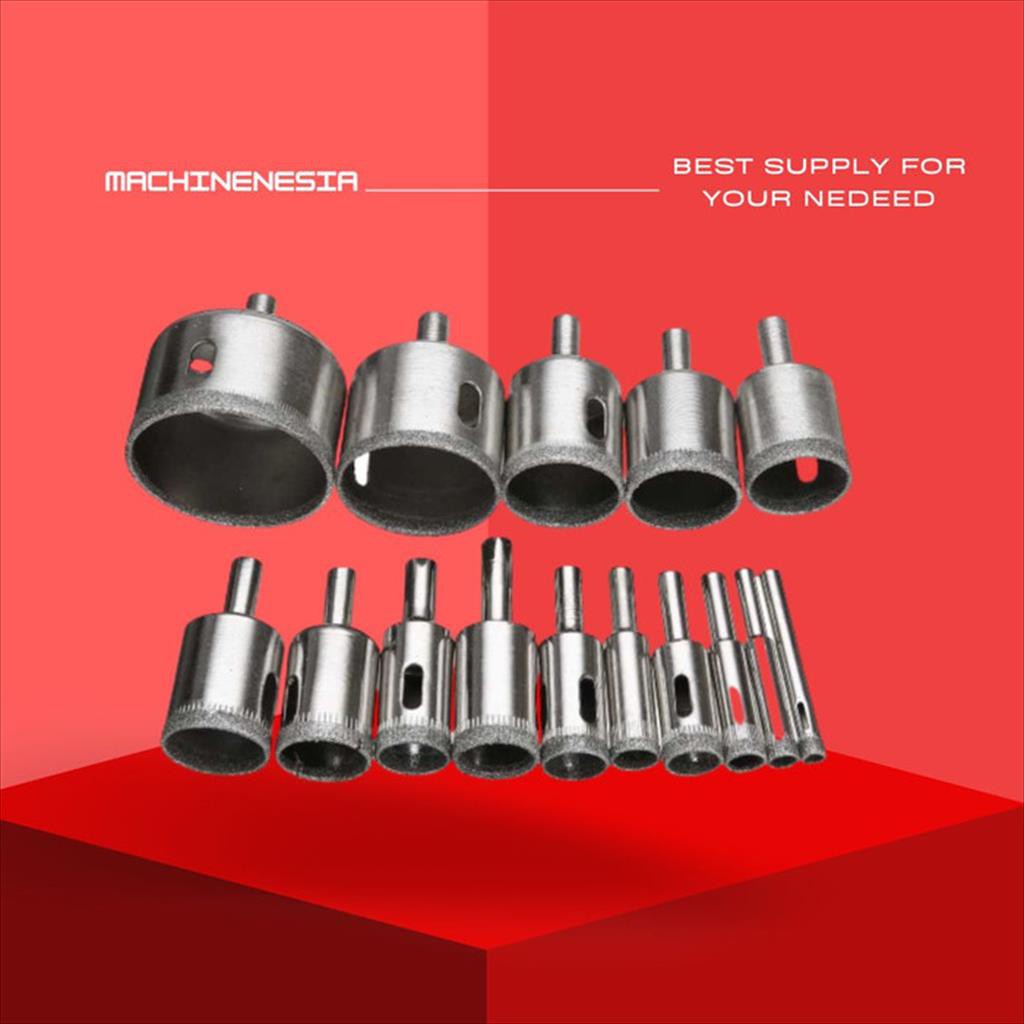 HOLE SAW KACA KERAMIK GRANIT DIAMOND COATED SET 15PC / MATA BOR KACA