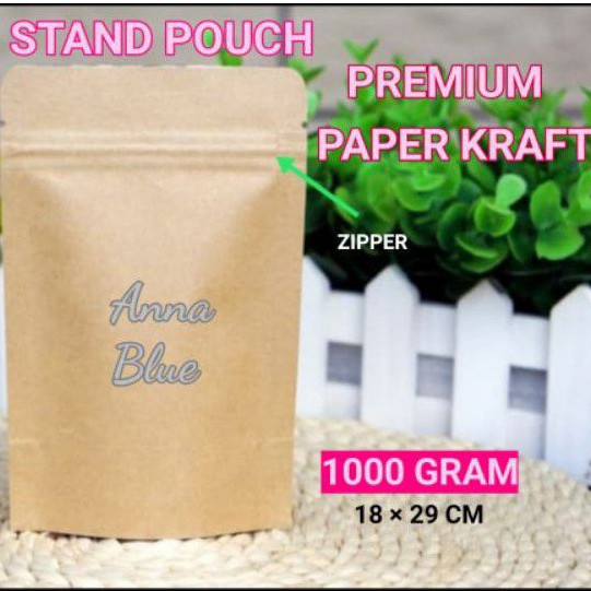 KEMASAN KOPI/STANDING POUCH PAPER KRAFT ZIPPER 1 KG/GUSSET