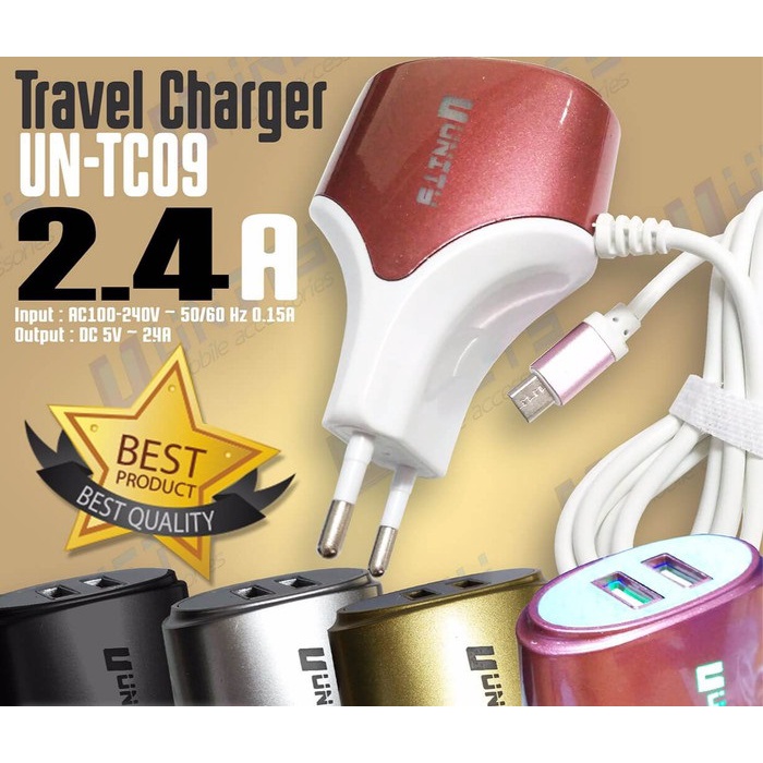 CHARGER UNITY 2.4A TC09 MICRO DUAL USB FAST CHARGING