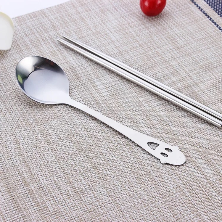 [Harga Grosir]Sendok Garpu Sumpit Es Krim Bentuk Hati Bahan Stainless Steel Anti Slip Dapat Digunakan Kembali Untuk Anak/Hot Sale