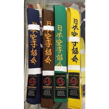 sabuk karate kuning hijau biru coklat bordir