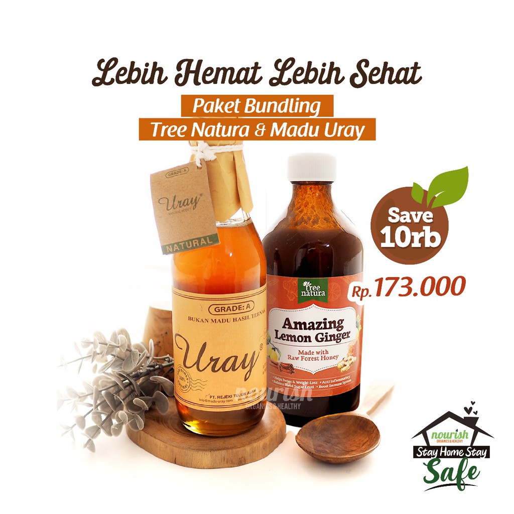 Paket Madu Uray + Tree Natura, Amazing Lemon Ginger 320 ml